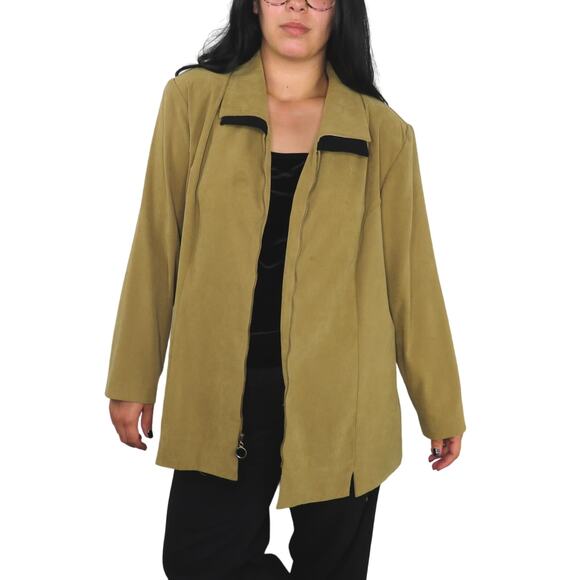 Maren 1980s Vintage Jacket Tan & Black Suede  Casual Jacket Large - Picture 4 of 8